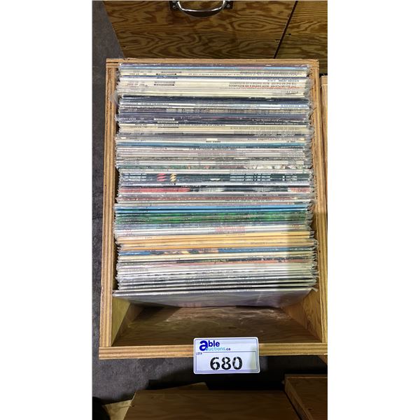 ROLLING BOX OF ASSORTED VINYL RECORDS