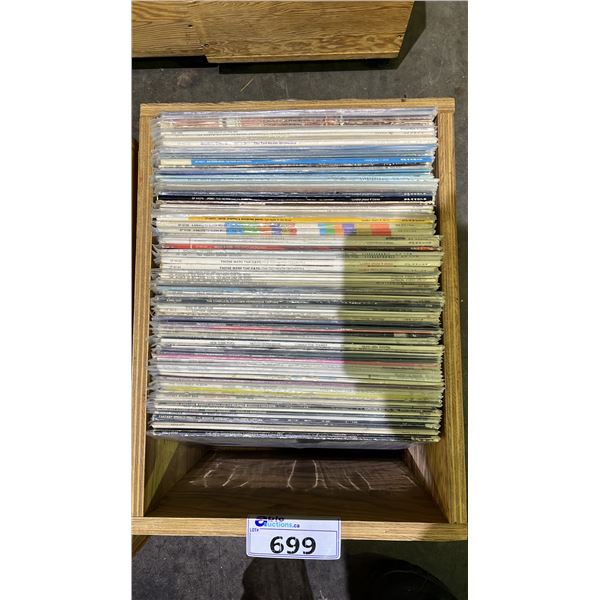ROLLING BOX OF ASSORTED VINYL RECORDS