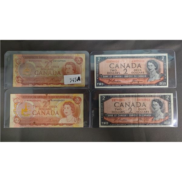 (4) VINTAGE CANADIAN $2 BILLS