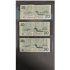 Image 2 : (3) VINTAGE CANADIAN $20 BILLS