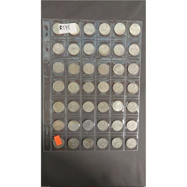 SLEEVE OF (42) VINTAGE SILVER CANADIAN QUARTERS