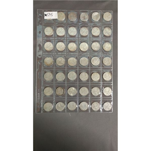 SLEEVE OF (42) VINTAGE SILVER CANADIAN QUARTERS