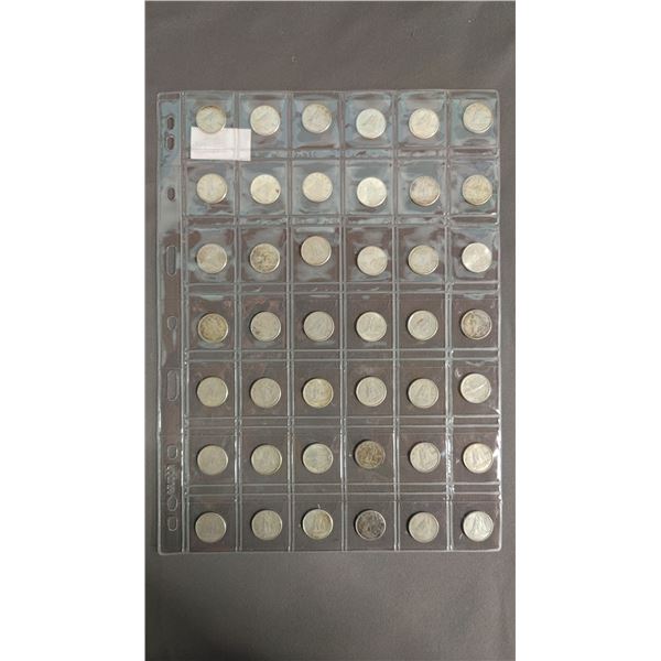 SLEEVE OF (42) CANADIAN SILVER DIMES