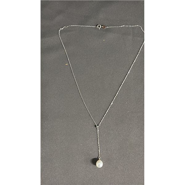 *NEW* .925 SILVER FRESHWATER PEARL PENDANT NECKLACE - *BOX HINGE IS BROKEN*