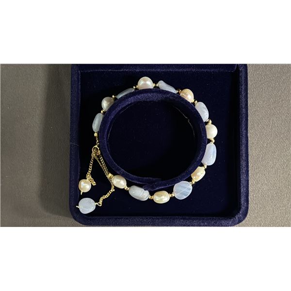 *NEW* FRESHWATER PEARL & GEMSTONE SLIDE CLOSURE BRACELET