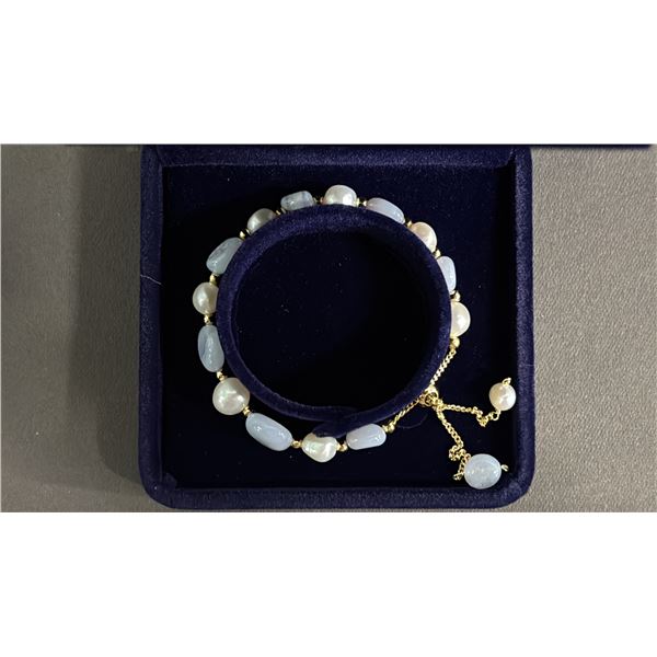 *NEW* FRESHWATER PEARL & GEMSTONE SLIDE CLOSURE BRACELET