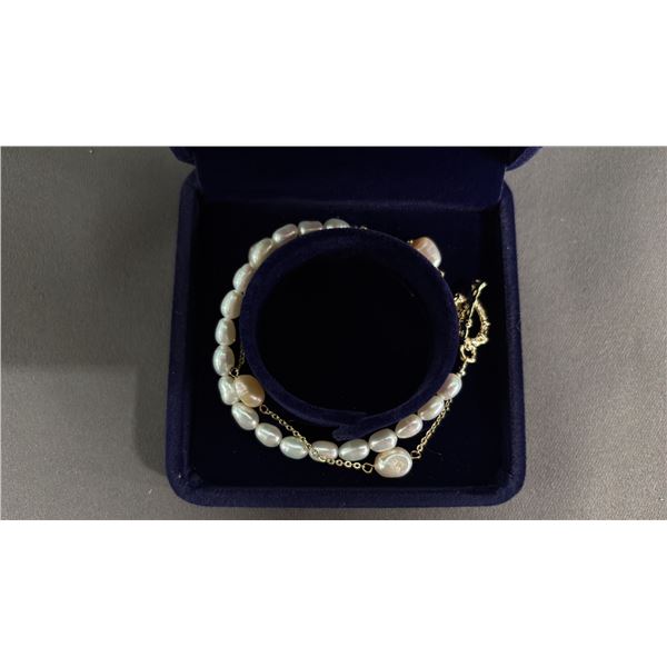 *NEW* DOUBLE STRAND FRESHWATER PEARL TOGGLE CLOSURE BRACELET