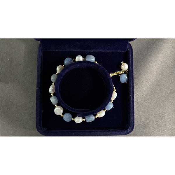*NEW* FRESHWATER PEARL & GEMSTONE SLIDE CLOSURE BRACELET