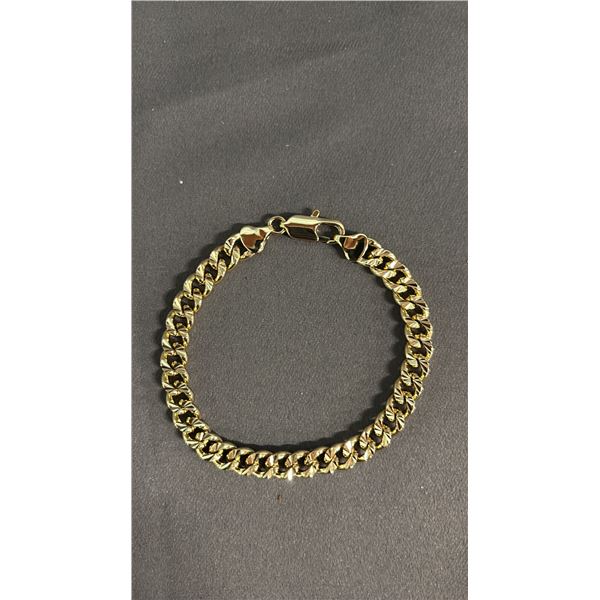 *NEW* 14K GOLD PLATED 7.5MM CUBAN LINK BRACELET: 8" LONG