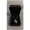 Image 2 : NEW 18K GOLD PLATED 26MM SIMULATED DIAMOND (CZ) ROSE HEART NECKLACE: 18" LONG CHAIN