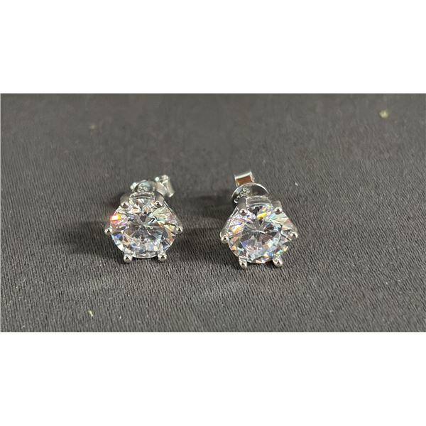 *NEW* STERLING SILVER 2 CT SIMULATED DIAMONDS (CZ) STUD EARRINGS