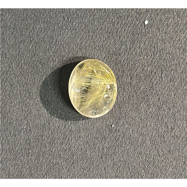 9.4CT OVAL CABOCHON CUT NATURAL GOLDEN RUTILE QUARTZ: 12.6 X 15.2MM