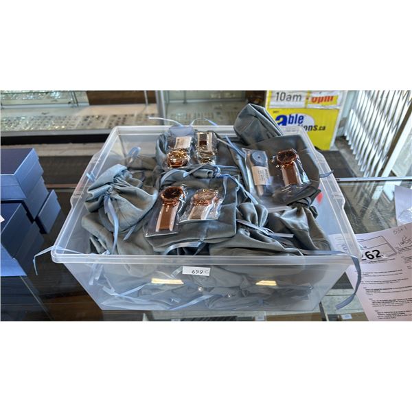 *NEW* TOTE OF ASSORTED FASHION WATCHES IN VELVET BAGS