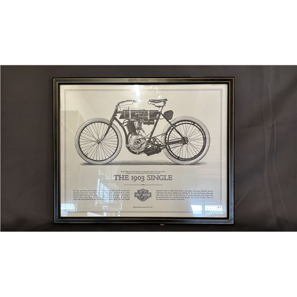 HARLEY DAVIDSON CORNERSTONE COLLECTION "THE 1903 SINGLE" 21.5" X 17.25" FRAMED PRINT