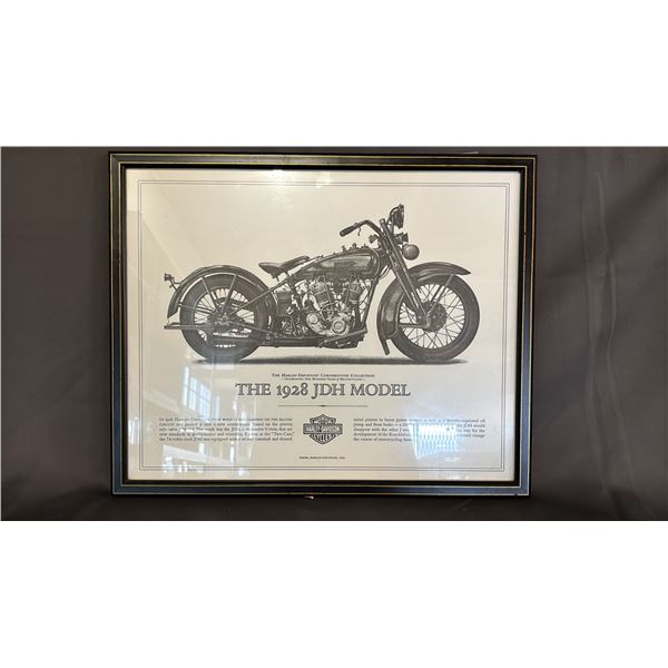 HARLEY DAVIDSON CORNERSTONE COLLECTION "THE 1928 JDH MODEL" 21.5" X 17.25" FRAMED PRINT