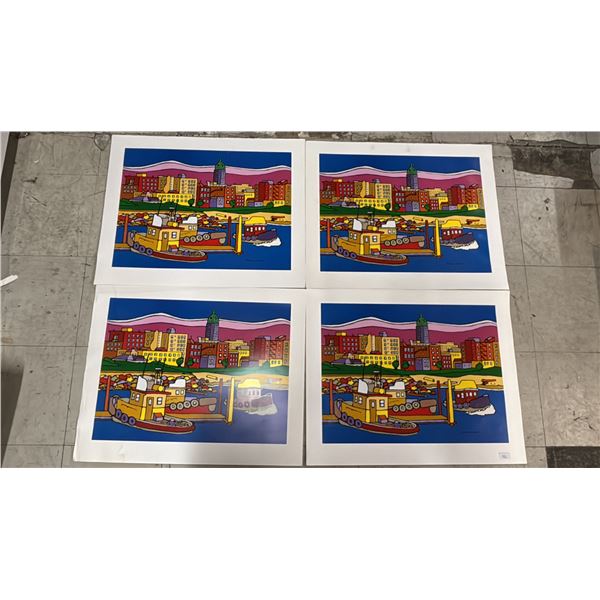 (4) MICHAEL TICKNER "TUG BOATS" PRINTS: 27.75" X 22.25"