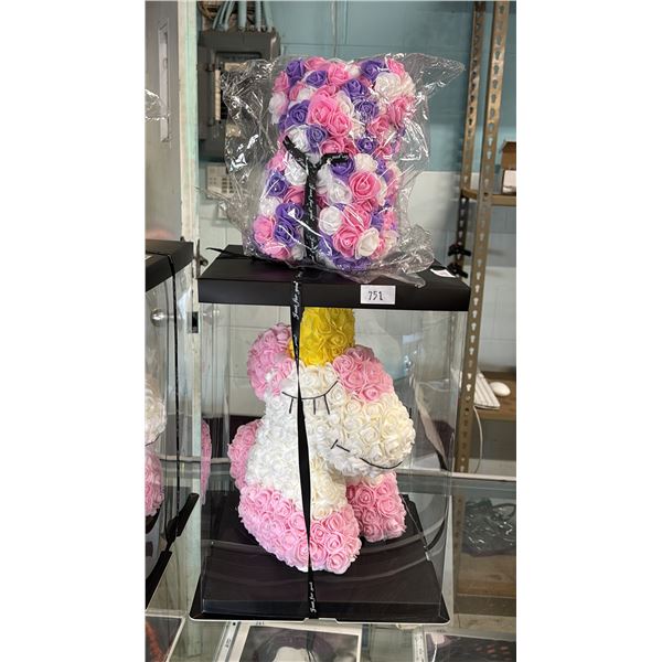 *NEW* PINK & WHITE ROSE UNICORN & PINK, PURPLE & WHITE ROSE TEDDY BEAR