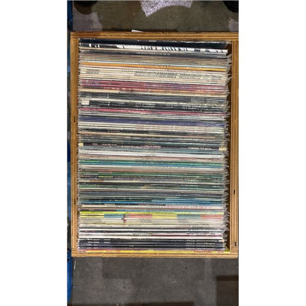 ROLLING BOX OF ASSORTED VINYL RECORDS