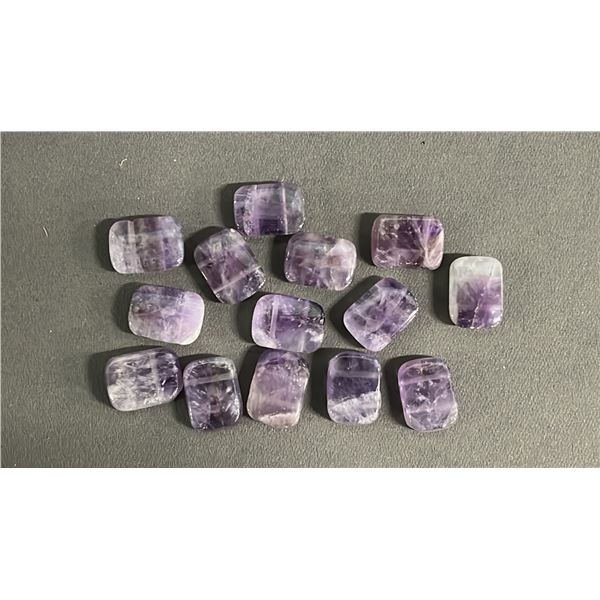 BAG OF RECTANGULAR AMETHYST BEADS: NOT DRILLED