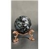 Image 2 : 40MM INDIGO GABBRO SPHERE, 2.4" LAB RHADORITE SPHERE & 2" GLASS SPHERE: ALL WITH STANDS