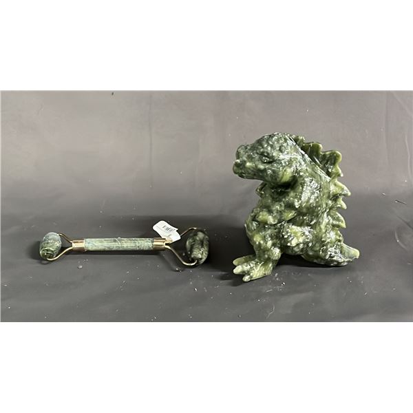 JADE ROLLER & CARVED JADE DRAGON