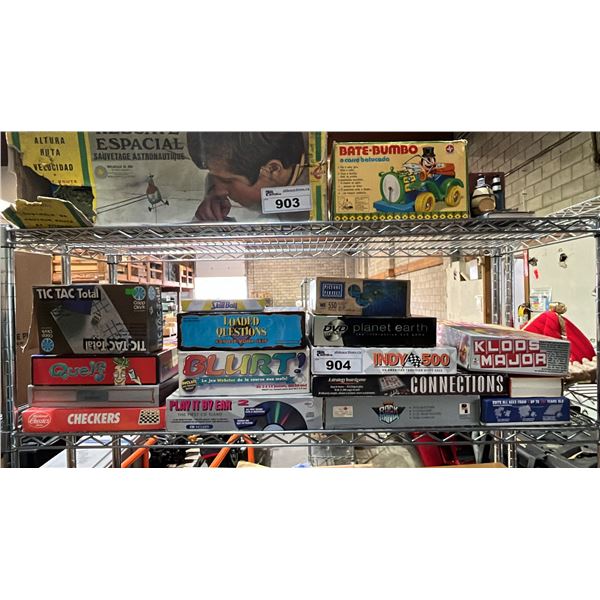 SHELF LOT OF ASSORTED BOARD GAMES