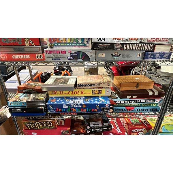 SHELF LOT OF ASSORTED BOARD GAMES