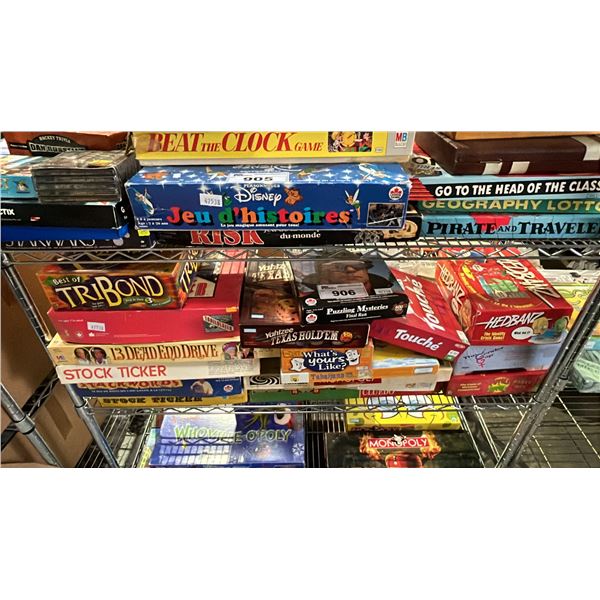 SHELF LOT OF ASSORTED BOARD GAMES