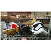 Image 4 : SHELF LOT ASSORTED ITEMS INCLUDING PLUSH TOYS, CERAMIC SCULPTURES, STAR WARS HELMET AND MORE