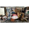 Image 3 : SHELF LOT ASSORTED ITEMS INCLUDING SCULPTURES, CERAMIC VASE, CLOCKS AND MORE