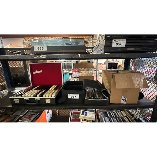SHELF OF ASSORTED 8 TRACK TAPES AND CASSETTE TAPES