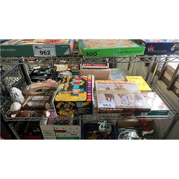 SHELF LOT OF ASSORTED BOARD GAMES