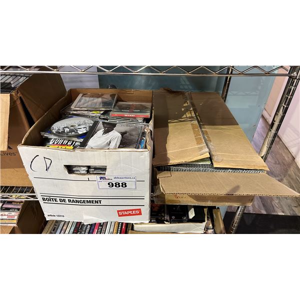 A BOX OF ASSORTED CD'S AND A BOX OF THE GREEN ROOM CD'S