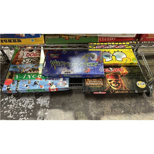 SHELF LOT OF ASSORTED BOARD GAMES