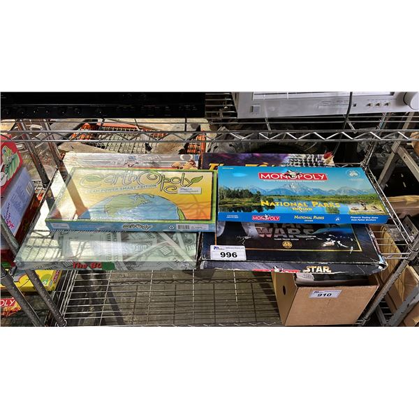 SHELF LOT OF ASSORTED BOARD GAMES