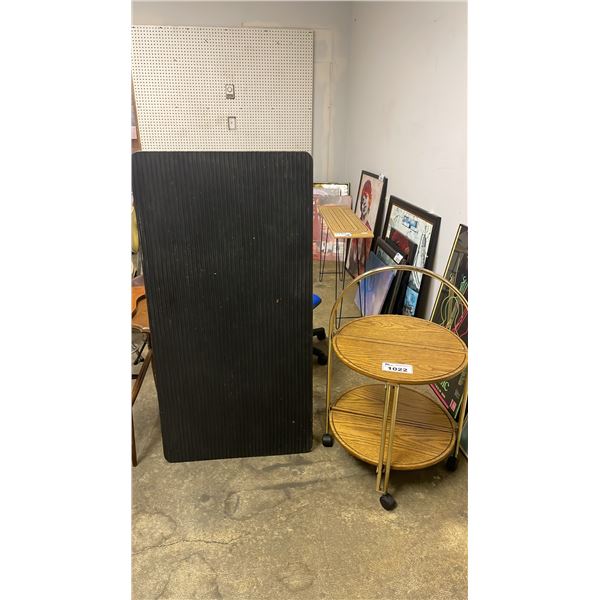 VINTAGE FOLDABLE WOODEN AND BRASS SERVING TROLLEY