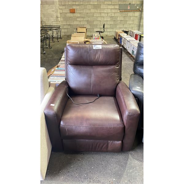 LEATHER LIKE POWER RECLINER WITH POWER CORD - *WORKING CONDITION UNKNOWN*