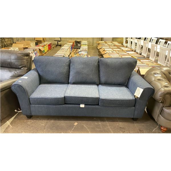 BLUE FABRIC UPHOLSTERED LOVE SEAT