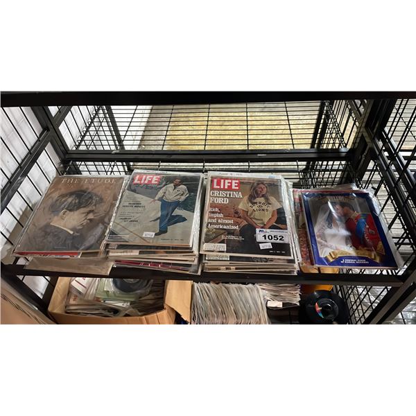 SHELF OF ASSORTED MAGAZINES