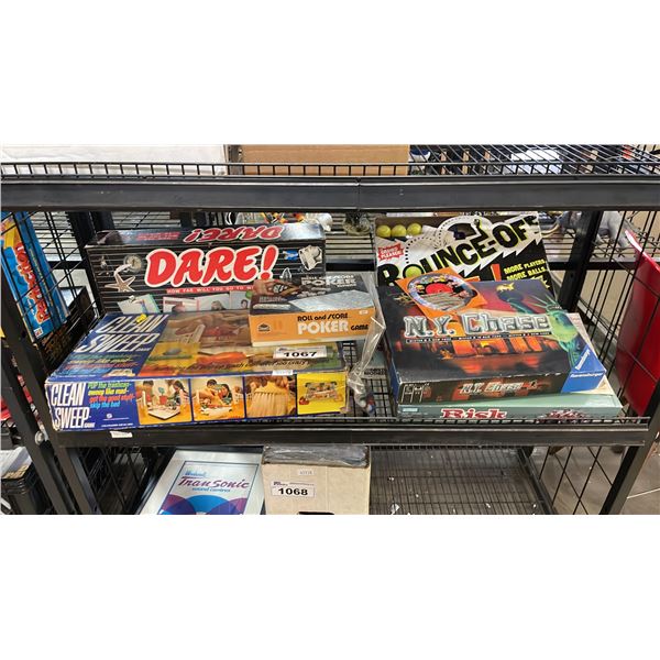 SHELF OF ASSORTED BOARD GAMES
