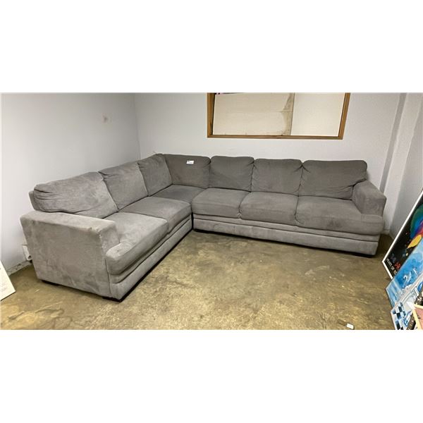 GREY FABRIC UPHOLSTERED SECTIONAL SOFA