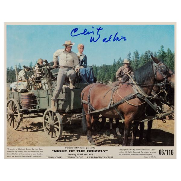 A Clint Walker Signed "Night of the Grizzly" Publicity Photo.