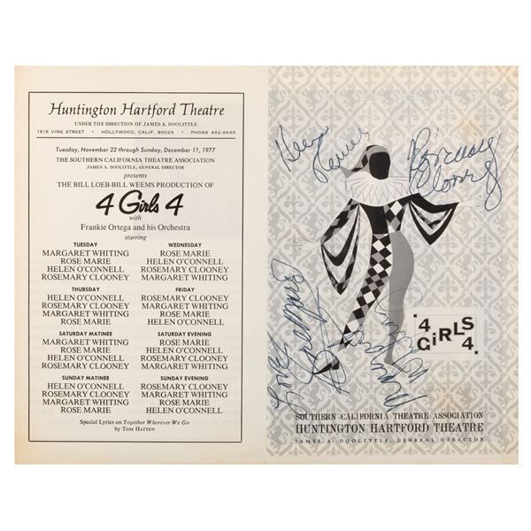 "4 Girls 4" Rose Marie and Clooney Signed Ephemera.