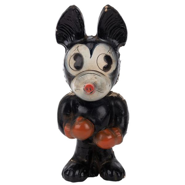 A Carnival Plaster Fox Figure with Boxing Gloves.