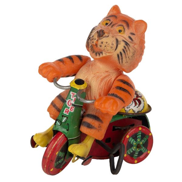 Tiger on Bike Marx Wind-Up Tin Toy.