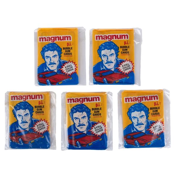 A Collection of 5 Magnum P.I. Gum Packs.