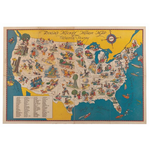A Dixon's Mickey Mouse Map of the United States.