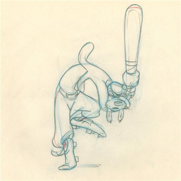 A "How To Play Baseball" Goofy Production Drawing.