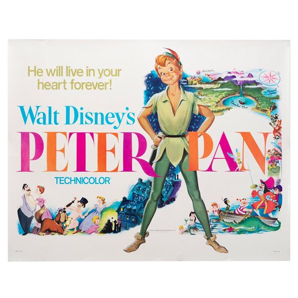 A "Peter Pan" 1976 Re-Release Half-Sheet Poster.