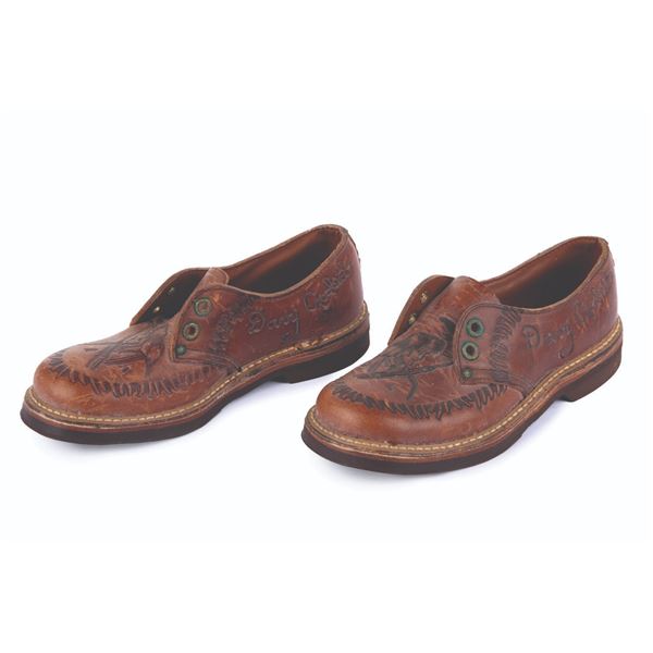 A Pair of Leather Davy Crockett Children's Shoes.